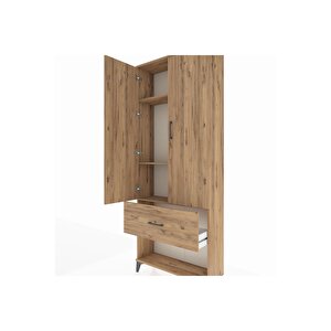 Arges Dolap 3 Raflı Tek Çekmeceli 2 Kapaklı 88x30x221 Çam-çam