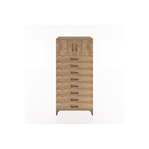 Hyperion Dolap Tek Raflı 8 Çekmeceli 2 Kapaklı 88x44x182 Çam-çam