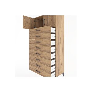 Hyperion Dolap Tek Raflı 8 Çekmeceli 2 Kapaklı 88x44x182 Çam-çam