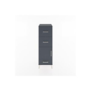 Hyperion Dolap Tek Raflı 3 Çekmeceli Tek Kapaklı 44x44x134 Antrasit-antrasit
