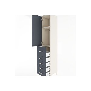 Hyperion Dolap 2 Raflı 5 Çekmeceli Tek Askılı 44x44x221 Aytaşı-antrasit