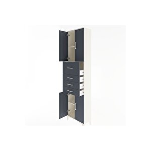 Arges Dolap 3 Raflı 4 Çekmeceli 4 Kapaklı 60x30x243 Aytaşı-antrasit