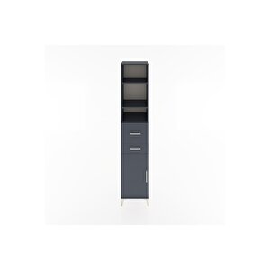 Hyperion Dolap 4 Raflı 2 Çekmeceli Tek Kapaklı 44x44x221 Antrasit-antrasit