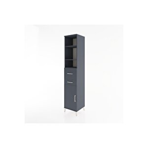 Hyperion Dolap 4 Raflı 2 Çekmeceli Tek Kapaklı 44x44x221 Antrasit-antrasit