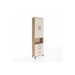 Arges Dolap 4 Raflı 3 Çekmeceli 2 Kapaklı 60x30x221 Çam-aytaşı