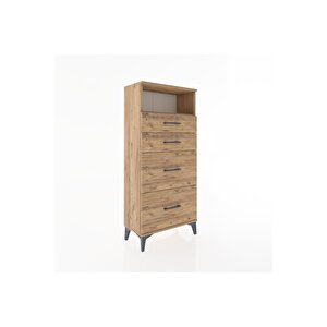 Hyperion Dolap Tek Raflı 4 Çekmeceli 60x44x134 Çam-çam