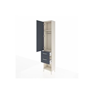 Arges Dolap 2 Raflı 2 Çekmeceli Tek Askılı 44x30x221 Aytaşı-antrasit