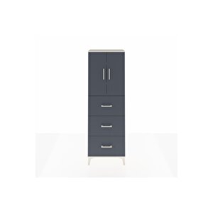 Arges Dolap 3 Raflı 3 Çekmeceli 2 Kapaklı 60x30x182 Aytaşı-antrasit