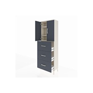 Arges Dolap 3 Raflı 3 Çekmeceli 2 Kapaklı 60x30x182 Aytaşı-antrasit