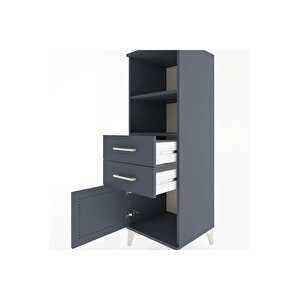 Hyperion Dolap 2 Raflı 2 Çekmeceli Tek Kapaklı 44x44x134 Antrasit-antrasit