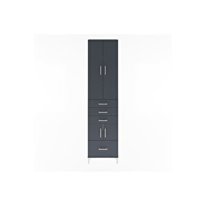 Arges Dolap 4 Raflı 4 Çekmeceli 4 Kapaklı 60x30x243 Antrasit-antrasit