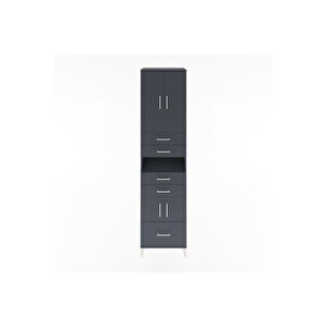 Hyperion Dolap 4 Raflı 5 Çekmeceli 4 Kapaklı 60x44x243 Antrasit-antrasit