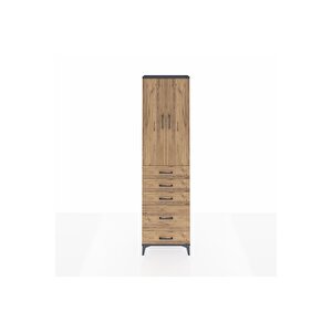 Arges Dolap 2 Raflı 5 Çekmeceli Tek Askılı 60x30x221 Antrasit-çam