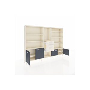 Arges Dolap 10 Raflı 2 Çekmeceli 4 Kapaklı 220x30x163 Aytaşı-antrasit/aytaşı