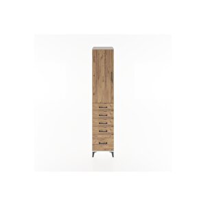 Hyperion Dolap 3 Raflı 5 Çekmeceli Tek Kapaklı 44x44x221 Aytaşı-çam