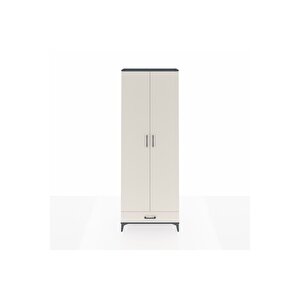 Arges Dolap 6 Raflı Tek Çekmeceli 2 Kapaklı 88x30x243 Antrasit-aytaşı