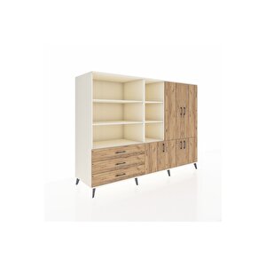 Kronos Dolap 11 Raflı 3 Çekmeceli 5 Kapaklı 220x59x163 Aytaşı-çam