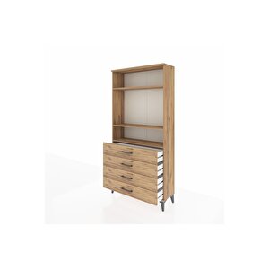 Arges Dolap 3 Raflı 4 Çekmeceli 88x30x182 Çam-çam