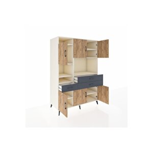 Kronos Dolap 9 Raflı 3 Çekmeceli 6 Kapaklı 132x59x195 Aytaşı-çam/antrasit