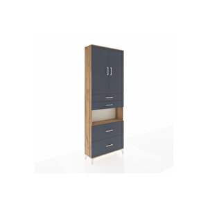 Arges Dolap 4 Raflı 4 Çekmeceli 2 Kapaklı 88x30x243 Çam-antrasit