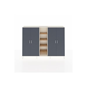 Arges Dolap 12 Raflı 4 Kapaklı 220x30x163 Aytaşı-antrasit/çam