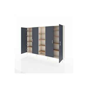 Arges Dolap 12 Raflı 4 Kapaklı 220x30x163 Aytaşı-antrasit/çam