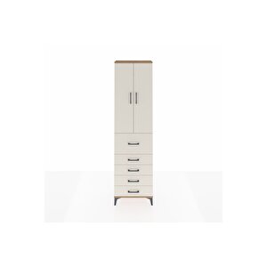 Arges Dolap 2 Raflı 5 Çekmeceli 2 Kapaklı 60x30x221 Çam-aytaşı