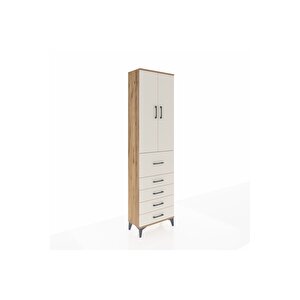 Arges Dolap 2 Raflı 5 Çekmeceli 2 Kapaklı 60x30x221 Çam-aytaşı