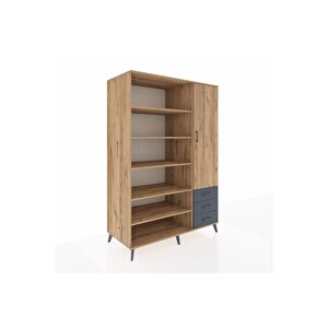 Kronos Dolap 9 Raflı 3 Çekmeceli Tek Kapaklı  132x59x195 Çam-çam/antrasit