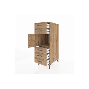 Kronos Dolap Tek Raflı 5 Çekmeceli Tek Kapaklı 44x59x134 Çam-çam