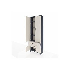 Arges Dolap 4 Raflı 2 Çekmeceli 4 Kapaklı 88x30x243 Antrasit-aytaşı