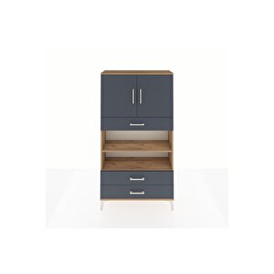 Arges Dolap 4 Raflı 3 Çekmeceli 2 Kapaklı 88x30x163 Çam-antrasit
