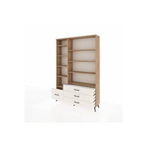 Arges Dolap 9 Raflı 4 Çekmeceli  132x30x195 Çam-çam/aytaşı