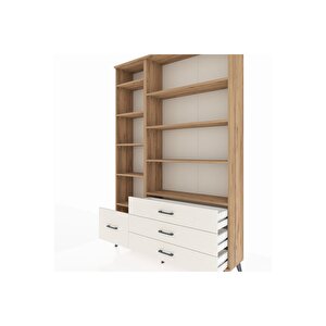 Arges Dolap 9 Raflı 4 Çekmeceli  132x30x195 Çam-çam/aytaşı