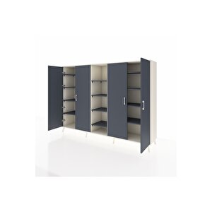 Hyperion Dolap 12 Raflı 4 Kapaklı 220x44x163 Aytaşı-antrasit