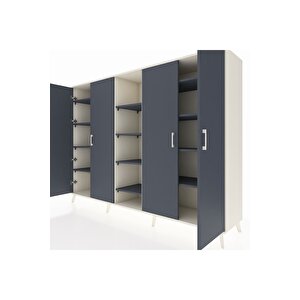 Hyperion Dolap 12 Raflı 4 Kapaklı 220x44x163 Aytaşı-antrasit