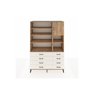 Hyperion Dolap 8 Raflı 8 Çekmeceli Tek Kapaklı  132x44x195 Çam-çam/aytaşı