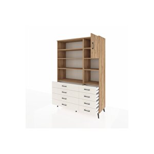 Hyperion Dolap 8 Raflı 8 Çekmeceli Tek Kapaklı  132x44x195 Çam-çam/aytaşı