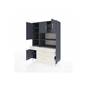Kronos Dolap 9 Raflı 4 Çekmeceli 4 Kapaklı 132x59x195 Antrasit-antrasit/aytaşı