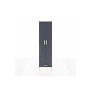 Arges Dolap 3 Raflı Tek Çekmeceli Tek Askılı 60x30x221 Aytaşı-antrasit