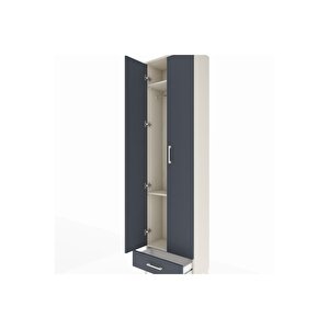 Arges Dolap 3 Raflı Tek Çekmeceli Tek Askılı 60x30x221 Aytaşı-antrasit