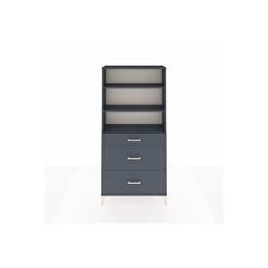 Arges Dolap 3 Raflı 3 Çekmeceli 88x30x182 Antrasit-antrasit