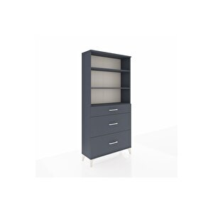 Arges Dolap 3 Raflı 3 Çekmeceli 88x30x182 Antrasit-antrasit