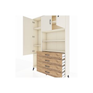 Arges Dolap 7 Raflı 4 Çekmeceli 3 Kapaklı 132x30x195 Aytaşı-aytaşı/çam