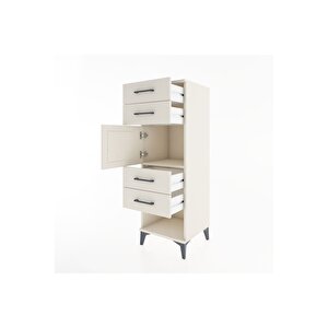 Hyperion Dolap Tek Raflı 4 Çekmeceli Tek Kapaklı 44x44x134 Aytaşı-aytaşı