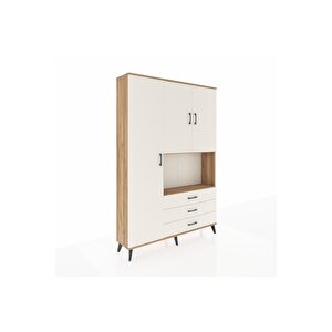 Arges Gardrop 6 Raflı 3 Çekmeceli 3 Kapaklı 132x30x195 Çam-aytaşı