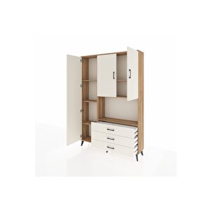 Arges Gardrop 6 Raflı 3 Çekmeceli 3 Kapaklı 132x30x195 Çam-aytaşı