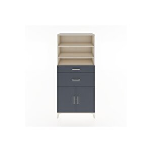 Hyperion Dolap 4 Raflı 2 Çekmeceli 2 Kapaklı 88x44x195 Aytaşı-antrasit