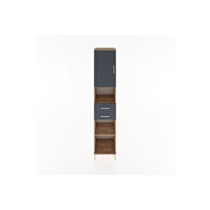 Hyperion Dolap 4 Raflı 2 Çekmeceli Tek Kapaklı 44x44x221 Çam-antrasit