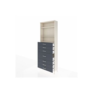 Arges Dolap 3 Raflı 7 Çekmeceli 88x30x243 Aytaşı-antrasit